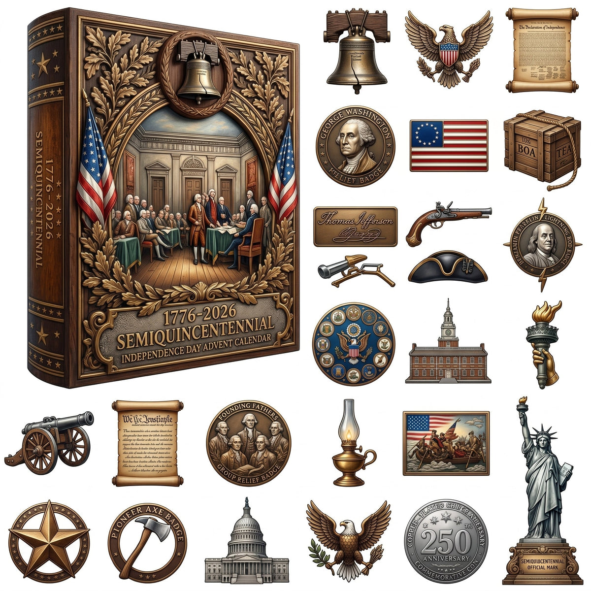 🎉🇺🇸 Limited Edition! 🔥1776-2026 Semiquincentennial Independence Day Advent Calendar