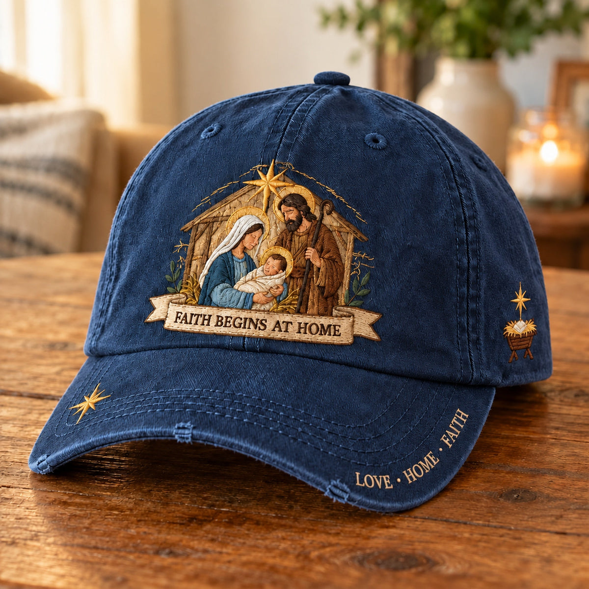 ✝️ ✝️Holy Family Faith Begins At Home Baseball Cap