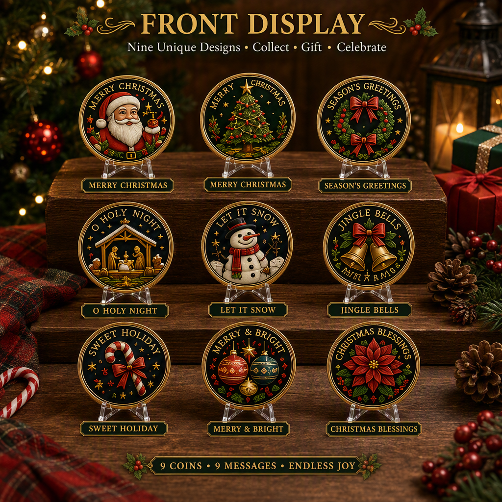 🎉🇺🇸 Limited Edition! 🔥 Only 250 Available! 🌟Christmas Commemorative Coin Collection (9-Coin Gift Set)