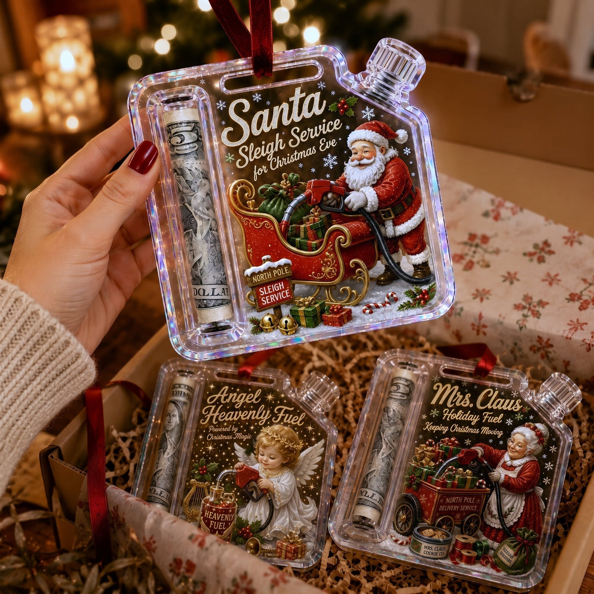 🎉🇺🇸 Limited Edition! 🔥Last 100pcs✨-🎄Christmas Fuel-Up Cash Gift Ornament